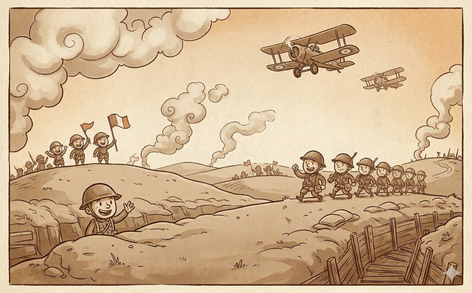 WW1 battlefield scene
